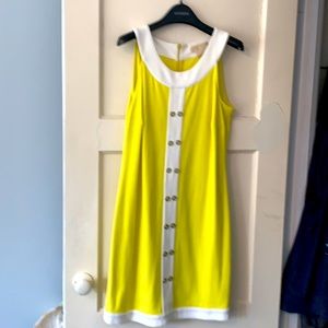 Retro Vintage Michael Kors Yellow White Mod Twiggy Dress size 4